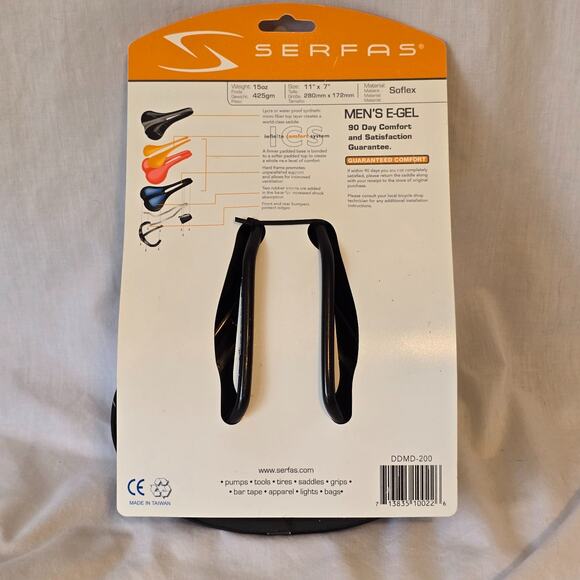 Serfas Men's E-Gel Bike Seat DDMD-200 Hybrid Suspension System 11" x 7" - Picture 2 of 15